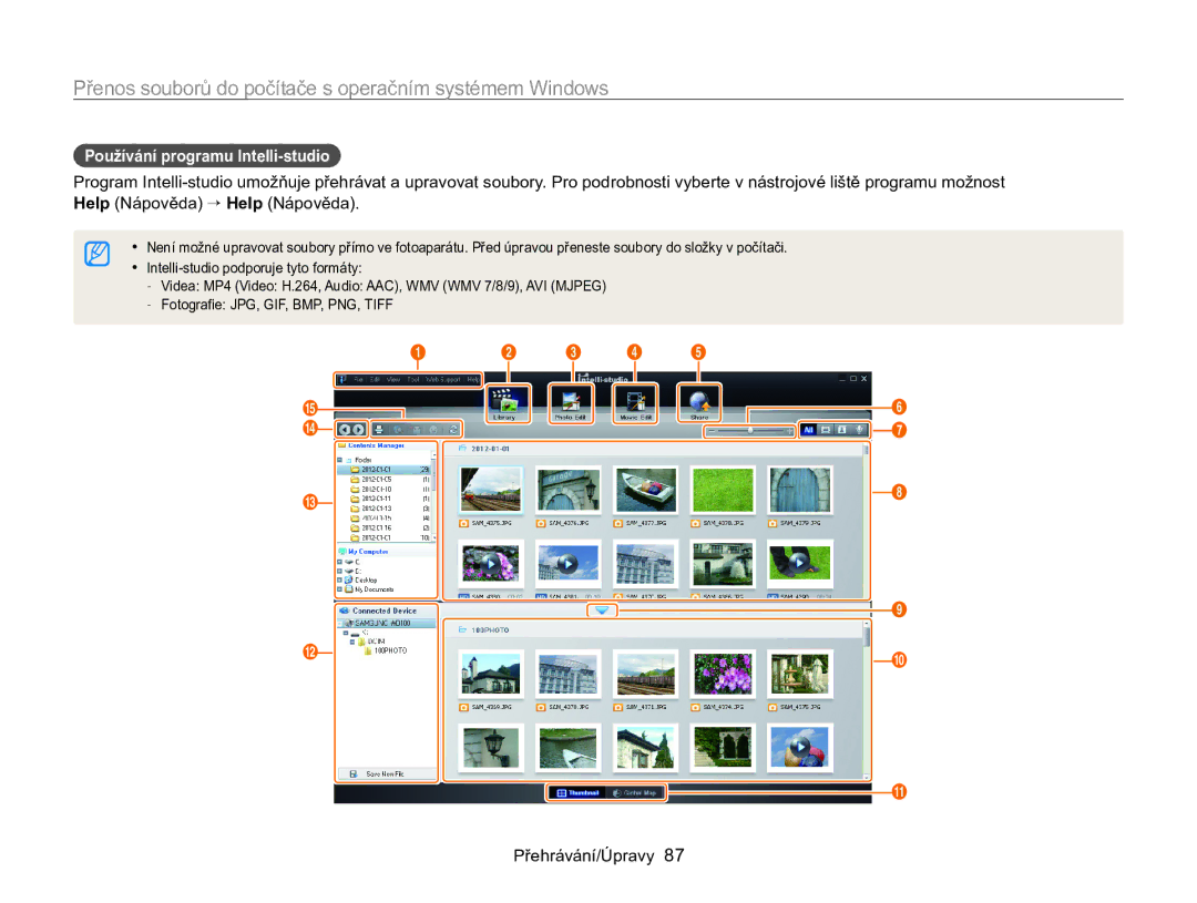 Samsung EC-WB100ZBABE3, EC-WB100ZBARE3 manual Používání programu Intelli-studio 