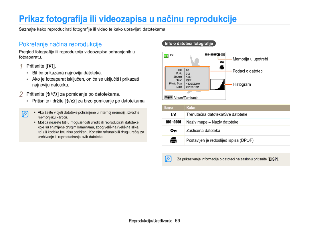 Samsung EC-WB100ZBABE3 manual Prikaz fotografija ili videozapisa u načinu reprodukcije, Pokretanje načina reprodukcije 