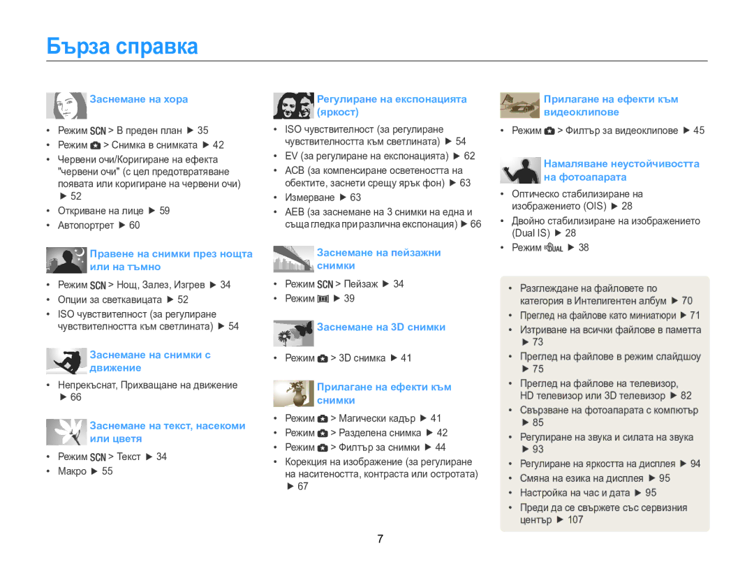 Samsung EC-WB100ZBABE3 manual Бърза справка, Заснемане на хора 