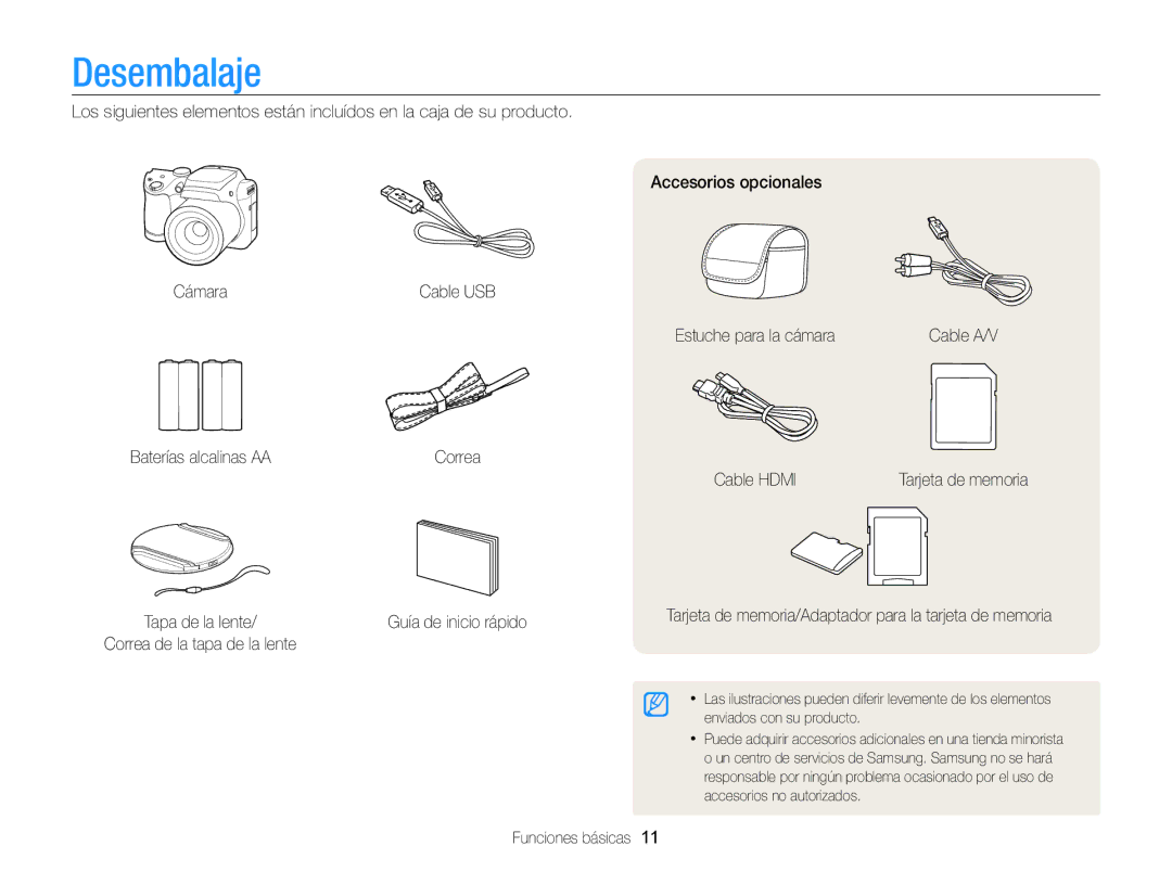 Samsung EC-WB100ZBARE1, EC-WB100ZBABE1, EC-WB100ZBABIL manual Desembalaje 