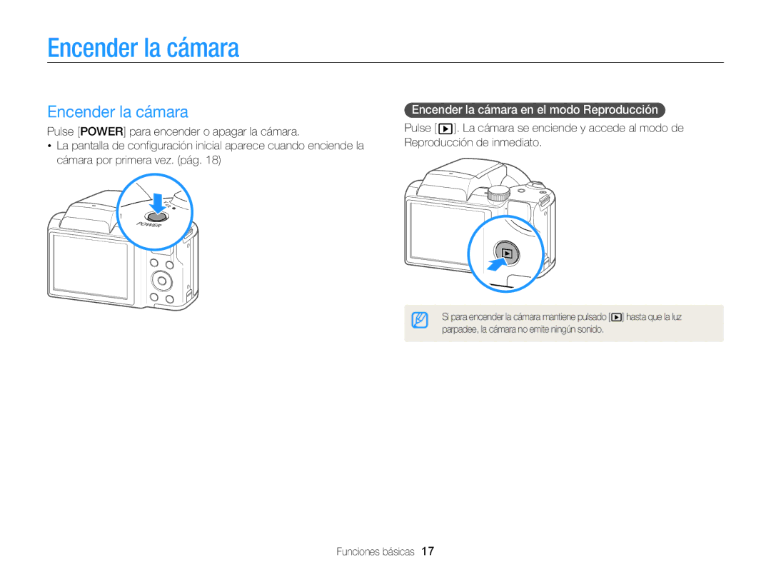 Samsung EC-WB100ZBARE1, EC-WB100ZBABE1, EC-WB100ZBABIL manual Encender la cámara en el modo Reproducción 