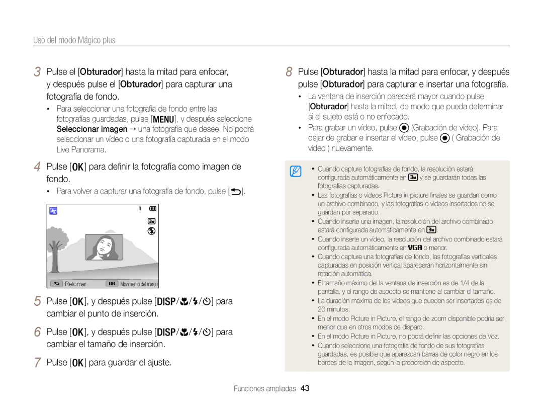 Samsung EC-WB100ZBABIL, EC-WB100ZBARE1, EC-WB100ZBABE1 manual Pulse para definir la fotografía como imagen de fondo 