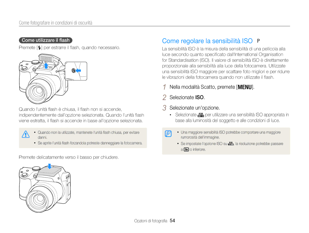 Samsung EC-WB100ZBABE1, EC-WB100ZBARE1 manual Come regolare la sensibilità ISO, Come utilizzare il flash 