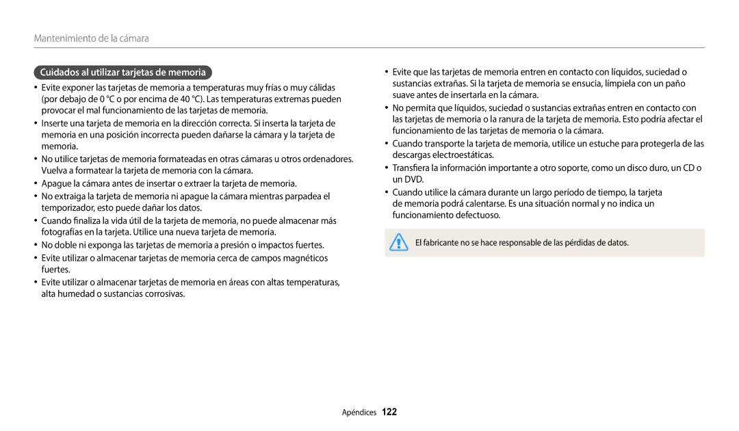 Samsung EC-WB1100BPRE1, EC-WB1100BPBE1 manual Cuidados al utilizar tarjetas de memoria 