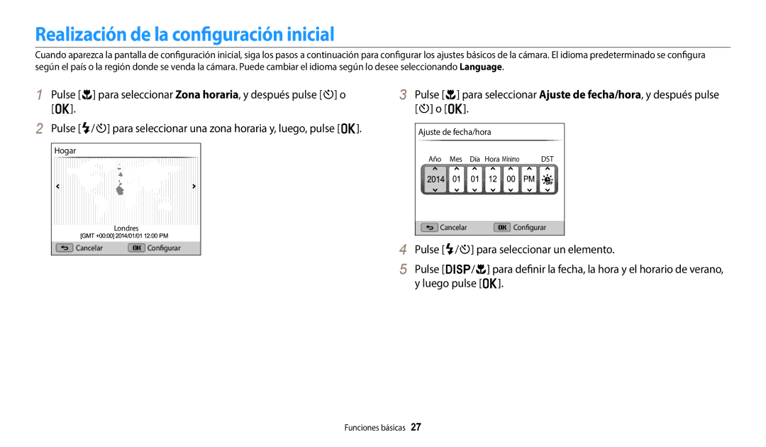 Samsung EC-WB1100BPBE1, EC-WB1100BPRE1 manual Realización de la configuración inicial 