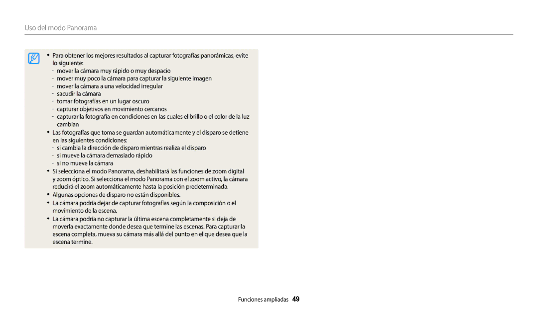 Samsung EC-WB1100BPBE1, EC-WB1100BPRE1 manual Uso del modo Panorama 