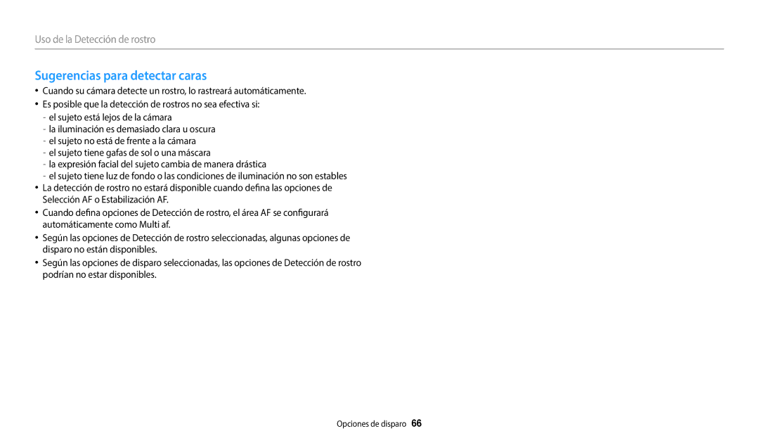Samsung EC-WB1100BPRE1, EC-WB1100BPBE1 manual Sugerencias para detectar caras 