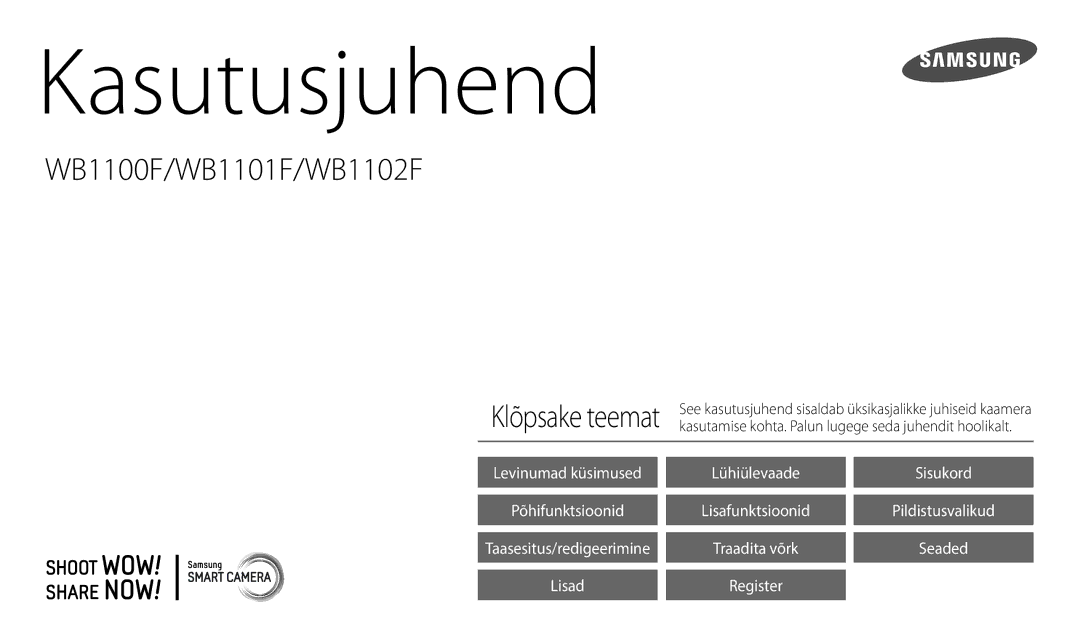 Samsung EC-WB1100BPBE2 manual Kasutusjuhend 