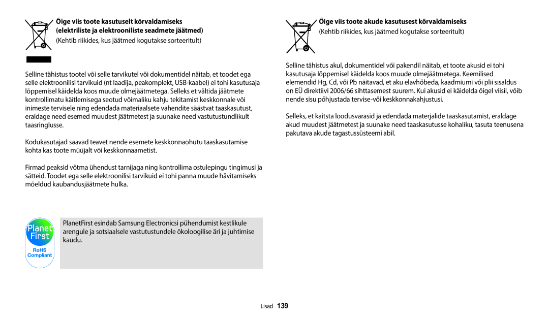 Samsung EC-WB1100BPBE2 manual Kehtib riikides, kus jäätmed kogutakse sorteeritult 