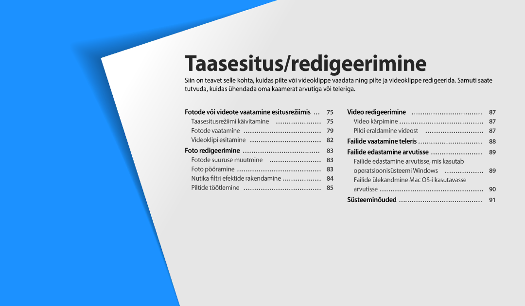 Samsung EC-WB1100BPBE2 manual Taasesitus/redigeerimine, Foto redigeerimine ………………………………… 