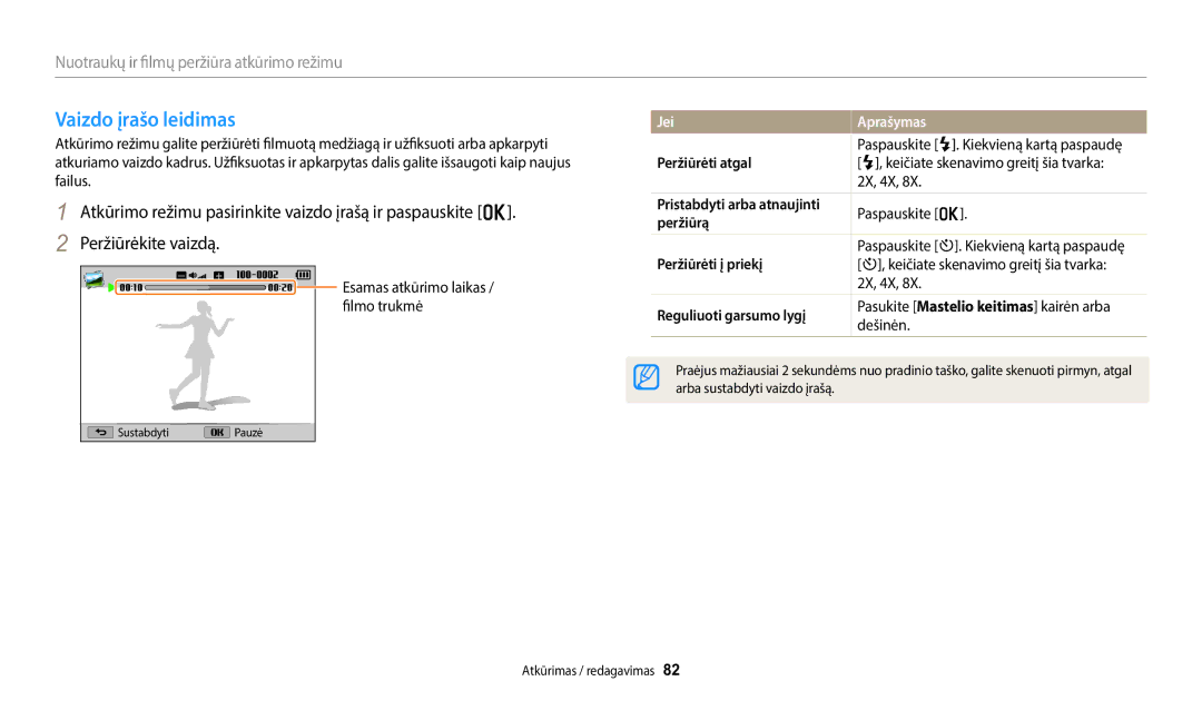 Samsung EC-WB1100BPBE2 manual Vaizdo įrašo leidimas 