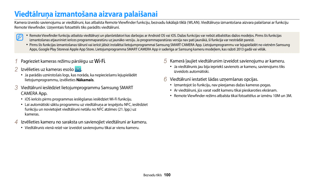 Samsung EC-WB1100BPBE2 manual Viedtālruņa izmantošana aizvara palaišanai, Viedtālrunī iestatiet šādas uzņemšanas opcijas 