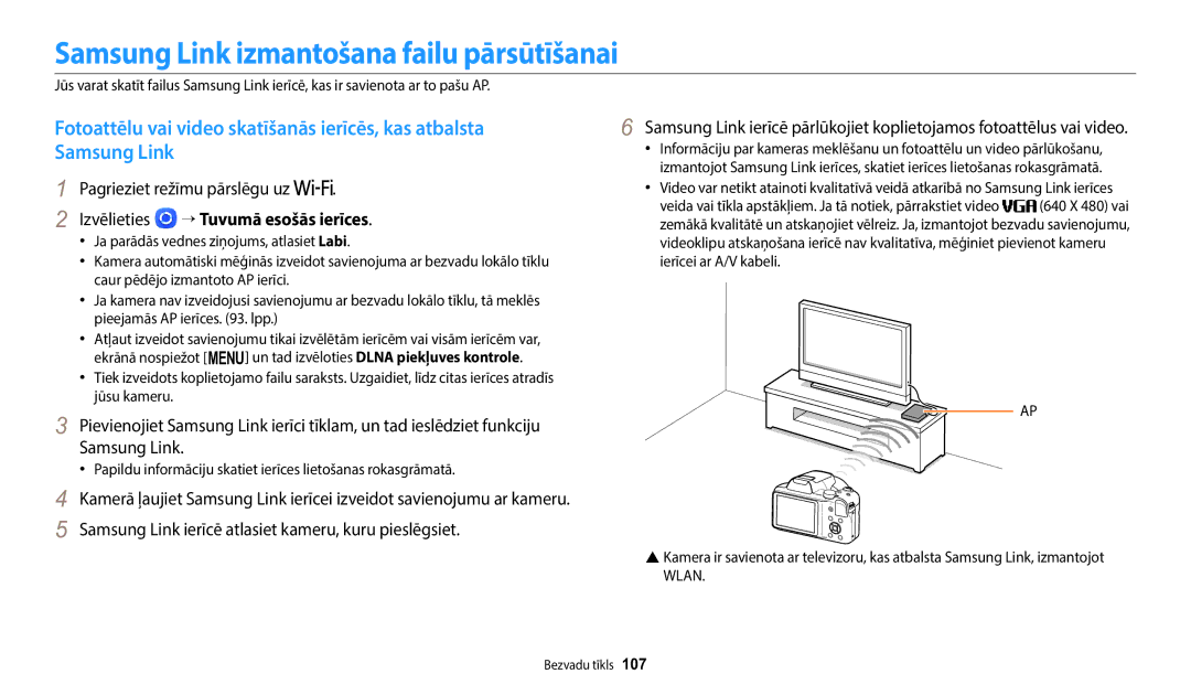 Samsung EC-WB1100BPBE2 manual Samsung Link izmantošana failu pārsūtīšanai, Izvēlieties → Tuvumā esošās ierīces 