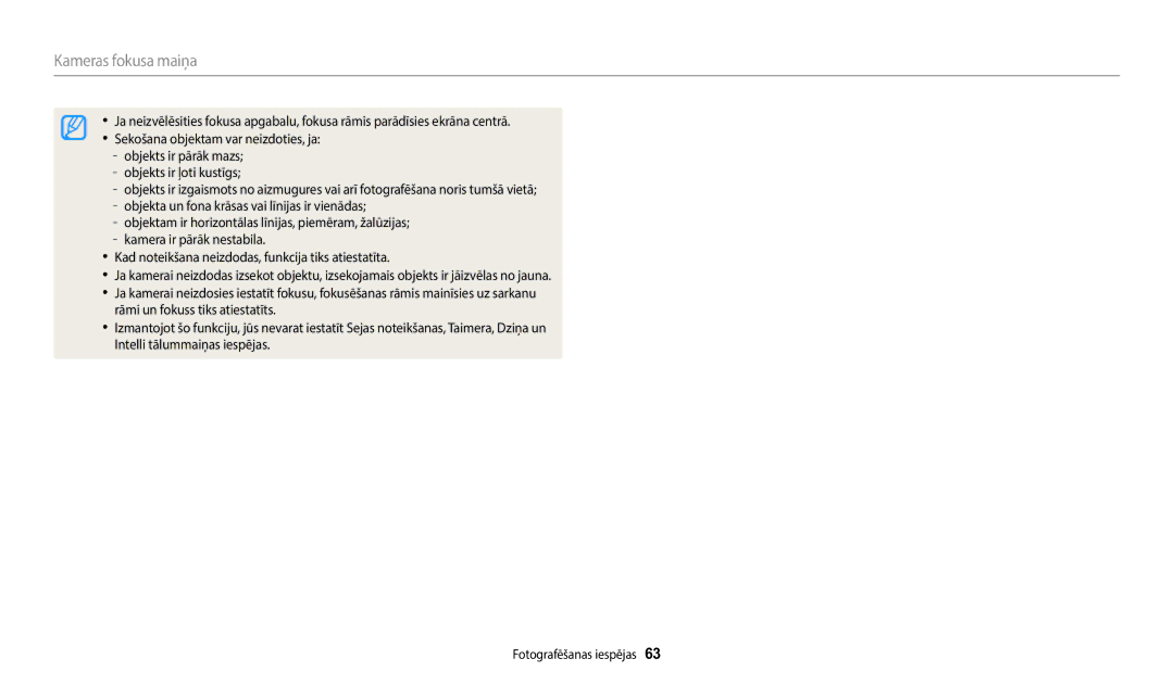 Samsung EC-WB1100BPBE2 manual Objekts ir pārāk mazs --objekts ir ļoti kustīgs 