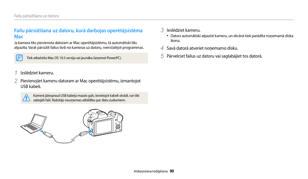 Samsung EC-WB1100BPBE2 manual Failu pārsūtīšana uz datoru 