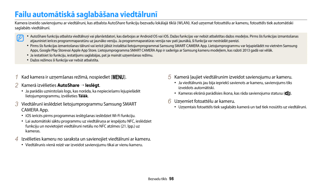 Samsung EC-WB1100BPBE2 manual Failu automātiskā saglabāšana viedtālrunī, Uzņemiet fotoattēlu ar kameru 