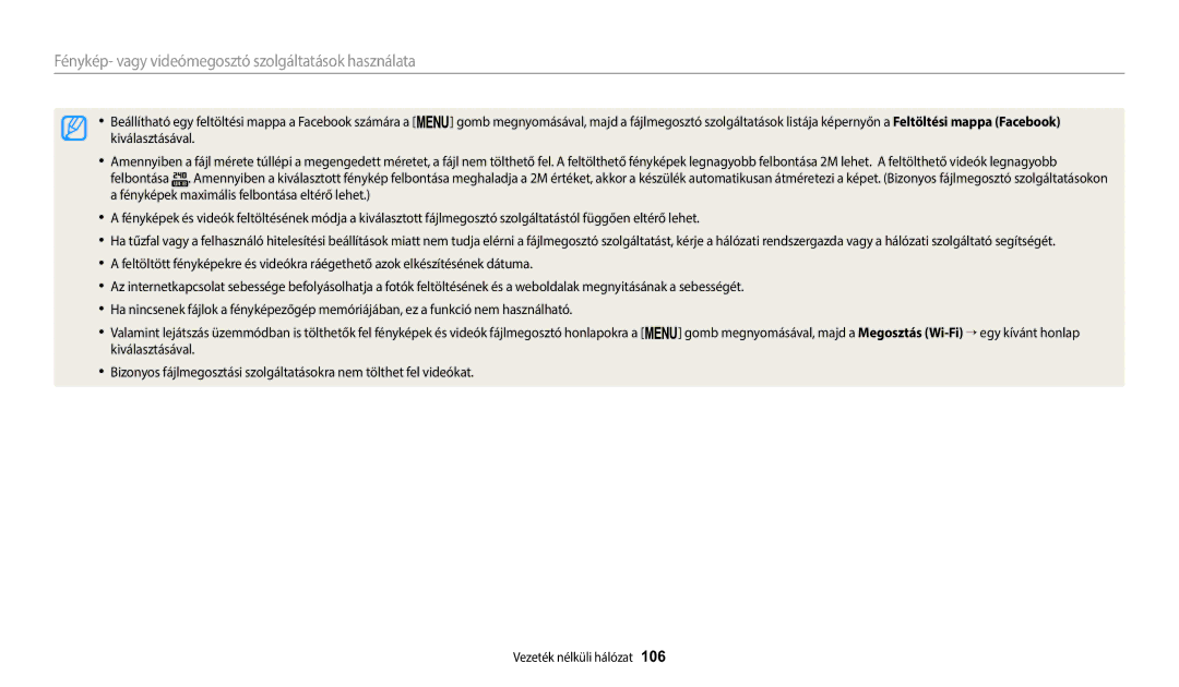 Samsung EC-WB1100BPRE3, EC-WB1100BPBE3 manual Fénykép- vagy videómegosztó szolgáltatások használata 