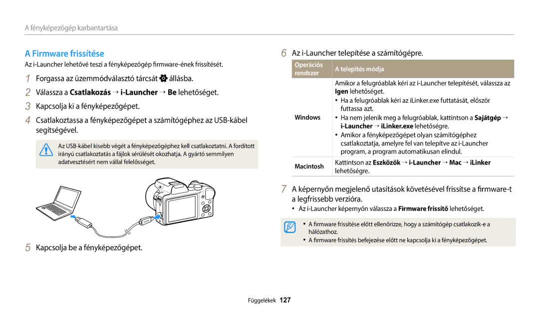 Samsung EC-WB1100BPBE3, EC-WB1100BPRE3 manual Firmware frissítése, Operációs, Rendszer 