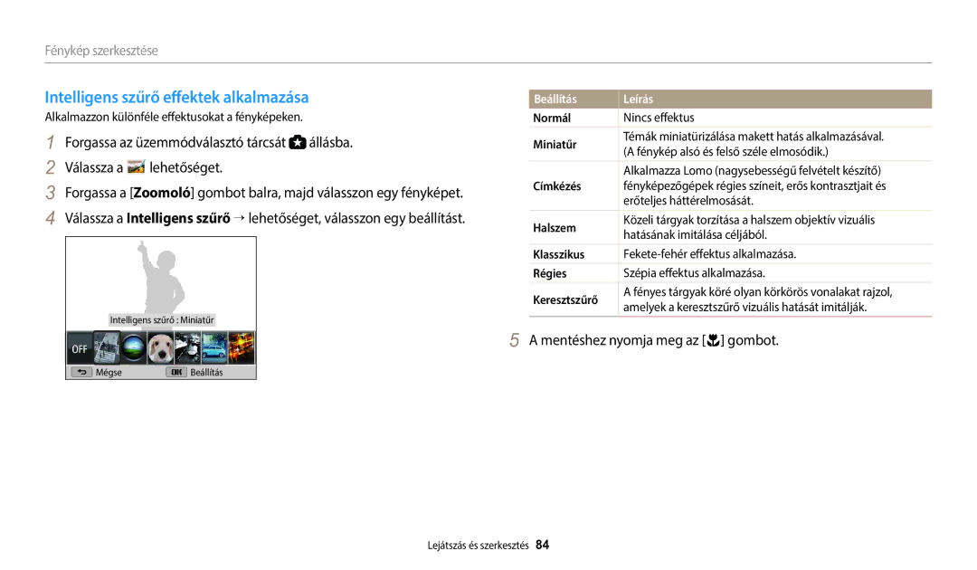 Samsung EC-WB1100BPRE3 Intelligens szűrő effektek alkalmazása, Alkalmazzon különféle effektusokat a fényképeken, Normál 