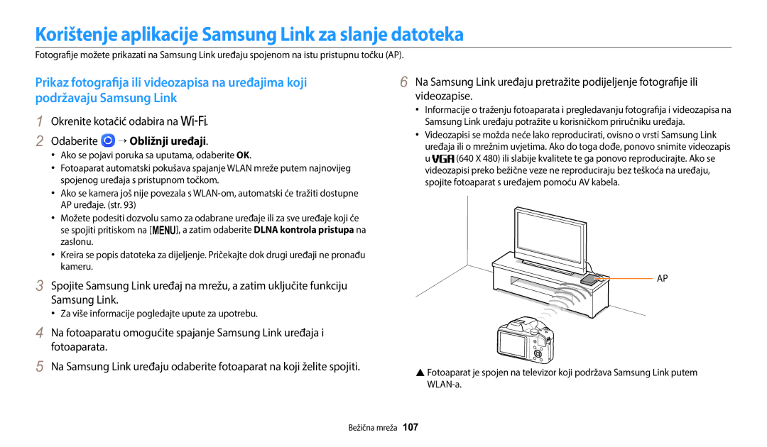 Samsung EC-WB1100BPBE3 manual Korištenje aplikacije Samsung Link za slanje datoteka, Odaberite → Obližnji uređaji 