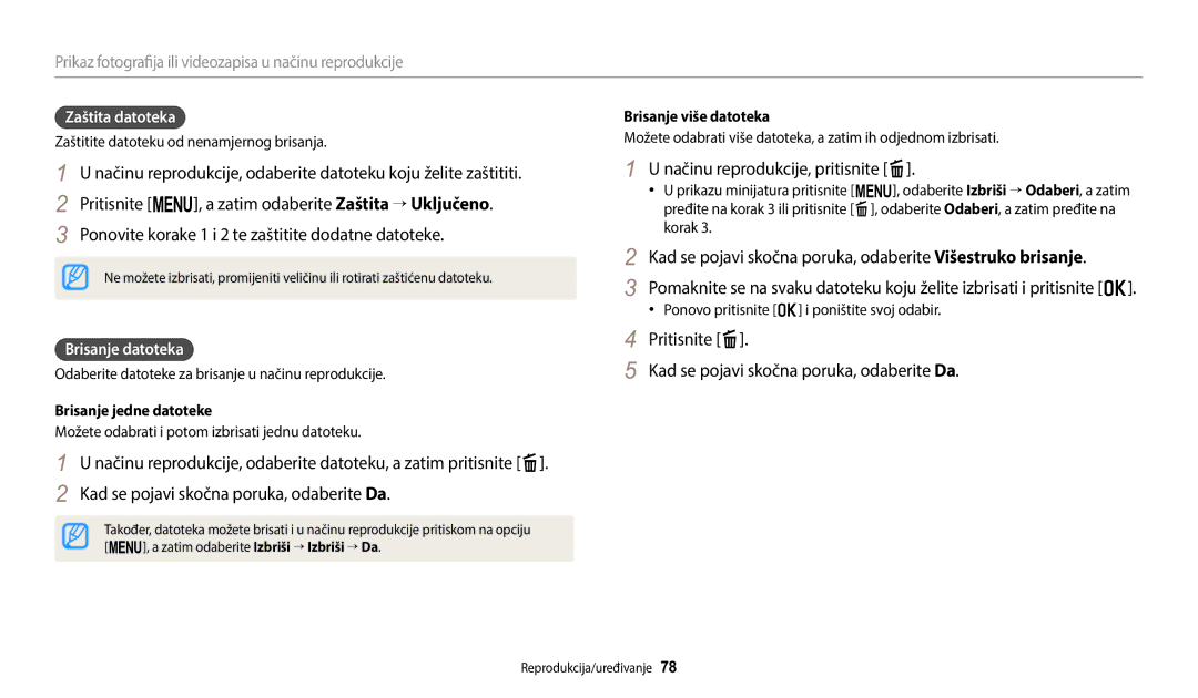 Samsung EC-WB1100BPBE3 manual Načinu reprodukcije, pritisnite f, Pritisnite f Kad se pojavi skočna poruka, odaberite Da 