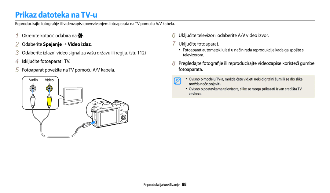 Samsung EC-WB1100BPBE3 manual Prikaz datoteka na TV-u 