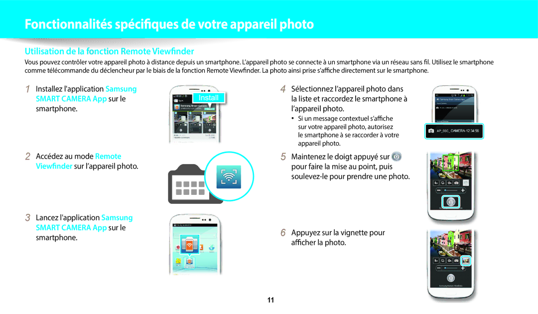 Samsung EC-WB1100BPBFR, EC-WB1100BPRFR manual Appuyez sur la vignette pour afficher la photo 