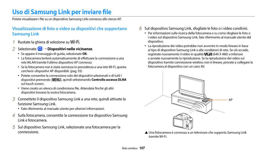 Samsung EC-WB1100BPBTR, EC-WB1100BPBE1 Uso di Samsung Link per inviare file, Selezionate → Dispositivi nelle vicinanze 