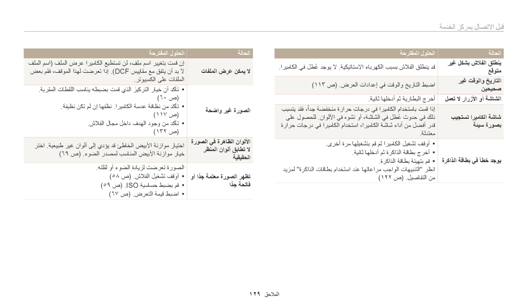 Samsung EC-WB1100DPBZA, EC-WB1100BPRDZ, EC-WB1100DPBIR, EC-WB1100BDBJO, EC-WB1100DPRZA manual قبل الاتصال بمركز االخدم 