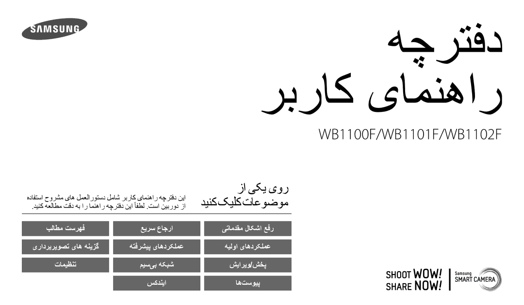 Samsung EC-WB1100DPBIR, EC-WB1100BPRDZ, EC-WB1100BDBJO, EC-WB1100DPRZA manual هچرتفد ربراک یامنهار, یرادربريوصت یاه هنيزگ 