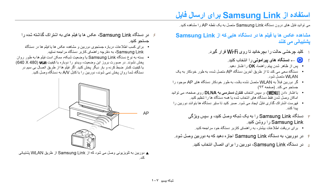 Samsung EC-WB1100BDBM3, EC-WB1100BPRDZ, EC-WB1100DPBIR, EC-WB1100BDBJO لياف لاسرا یارب Samsung Link زا هدافتسا, دننک ادیپ 