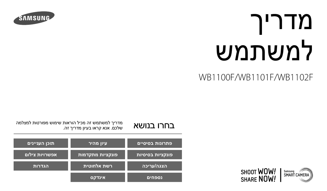 Samsung EC-WB1100DDBME, EC-WB1100DDRME, EC-WB1100BPRIL, EC-WB1100BPBIL manual סקדניא, הז ךירדמ ןויעב וארק אנא .םכלש 