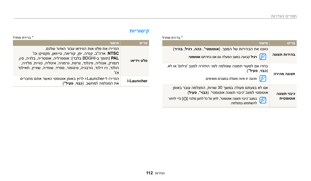 Samsung EC-WB1100DDBME, EC-WB1100DDRME, EC-WB1100BPRIL, EC-WB1100BPBIL manual תוירושיק 