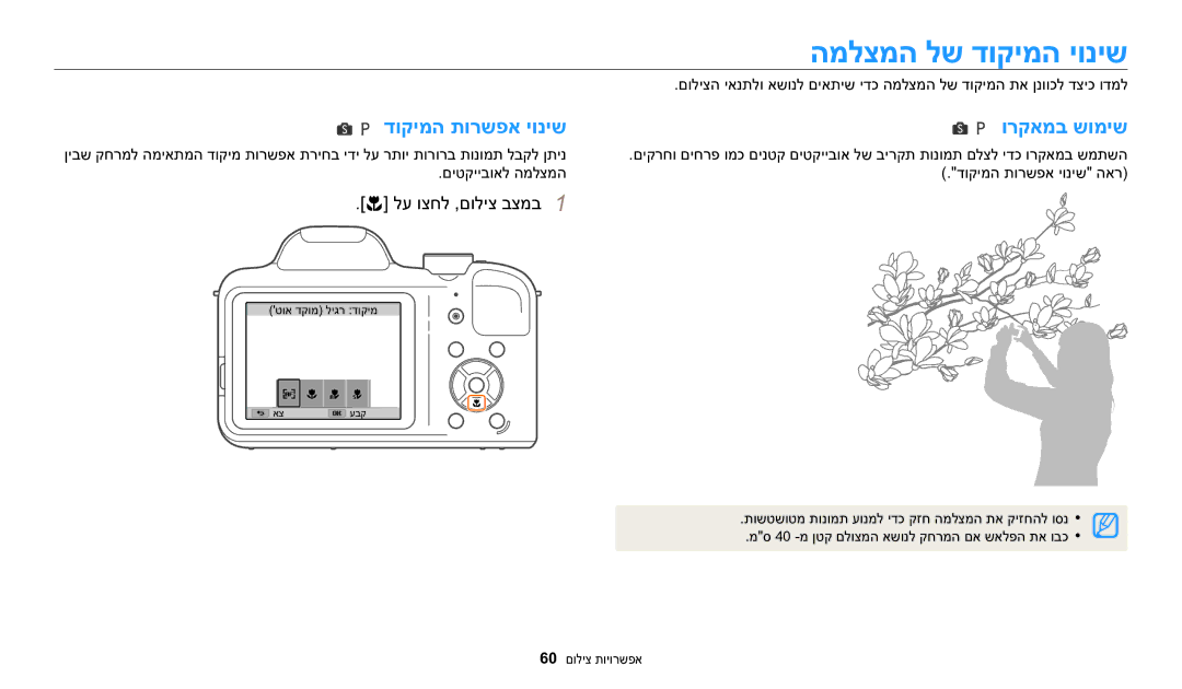 Samsung EC-WB1100DDBME, EC-WB1100DDRME, EC-WB1100BPRIL manual המלצמה לש דוקימה יוניש, דוקימה תורשפא יוניש, ורקאמב שומיש 