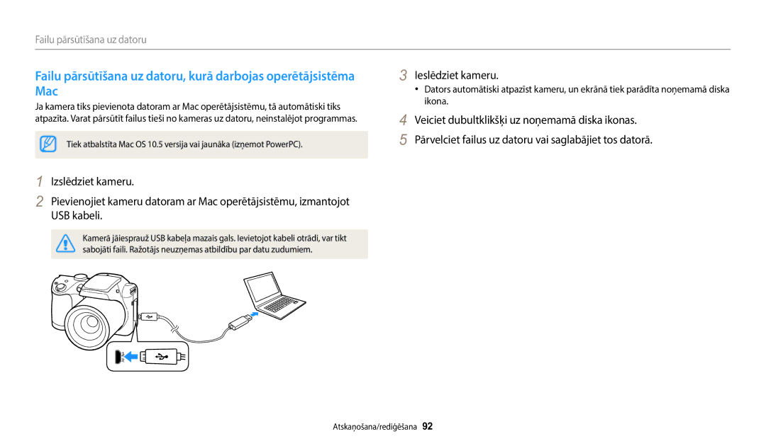 Samsung EC-WB110ZBABE1, EC-WB110ZBABE2, EC-WB110ZBARE2 manual Failu pārsūtīšana uz datoru 