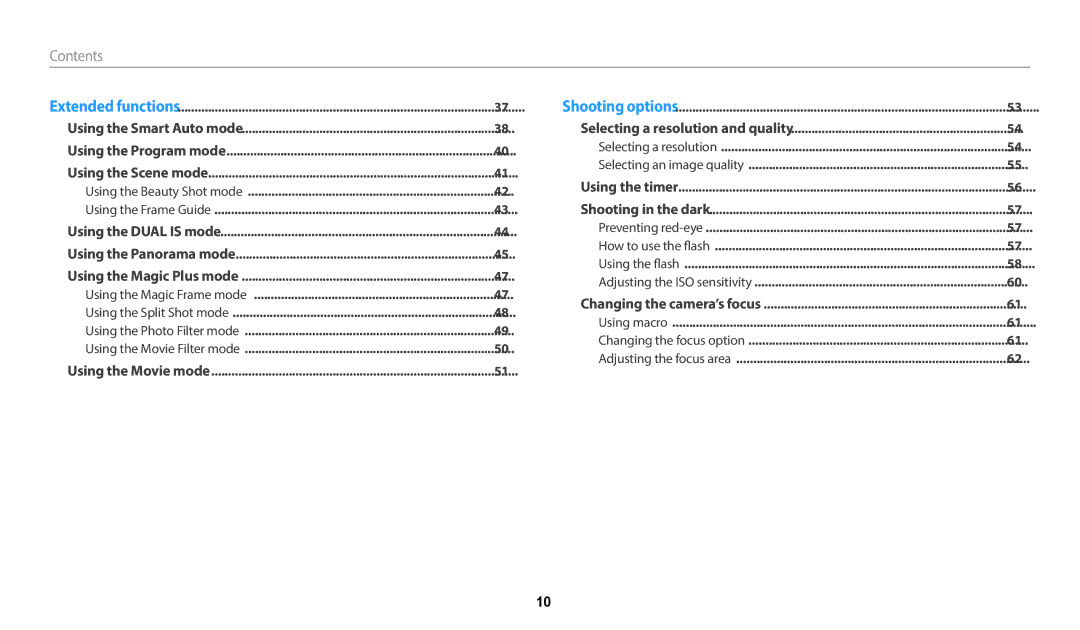 Samsung EC-WB110ZBABE3, EC-WB110ZBABE1, EC-WB110ZBARE1, EC-WB110ZBABE2, EC-WB110ZBARE2, EC-WB110ZBABRU manual Contents﻿ 