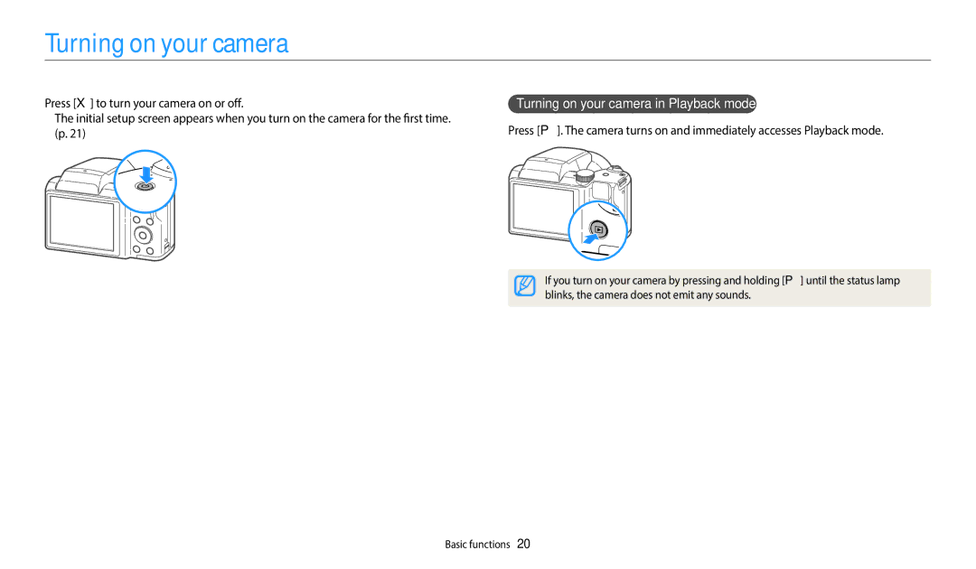 Samsung EC-WB110ZBABE2, EC-WB110ZBABE1, EC-WB110ZBARE1, EC-WB110ZBABE3 manual Turning on your camera in Playback mode 