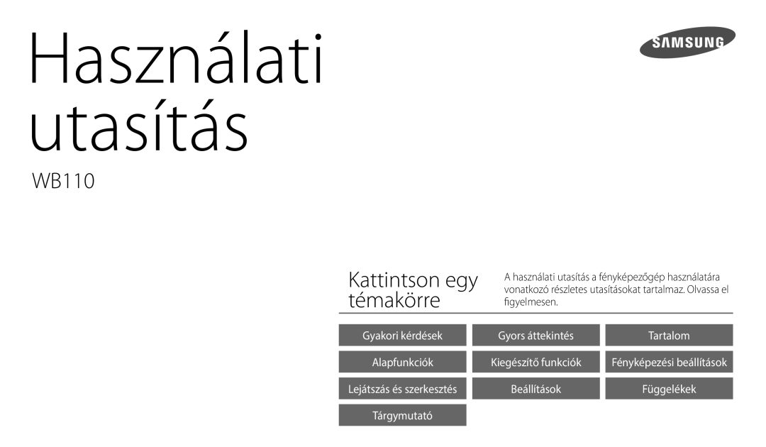 Samsung EC-WB110ZBARE3, EC-WB110ZBABE3 manual Használati Utasítás 