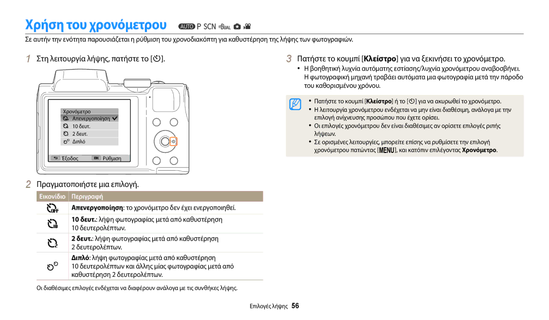 Samsung EC-WB110ZBABE3 manual Χρήση του χρονόμετρου, Επιλογή ανίχνευσης προσώπου που έχετε ορίσει, Λήψεων 