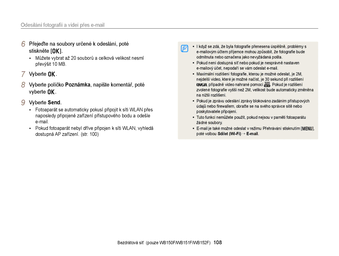 Samsung EC-WB150FBDBE3, EC-WB150FBPBE3, EC-WB150FBPWE3 manual Přejeďte na soubory určené k odeslání, poté stiskněte o 