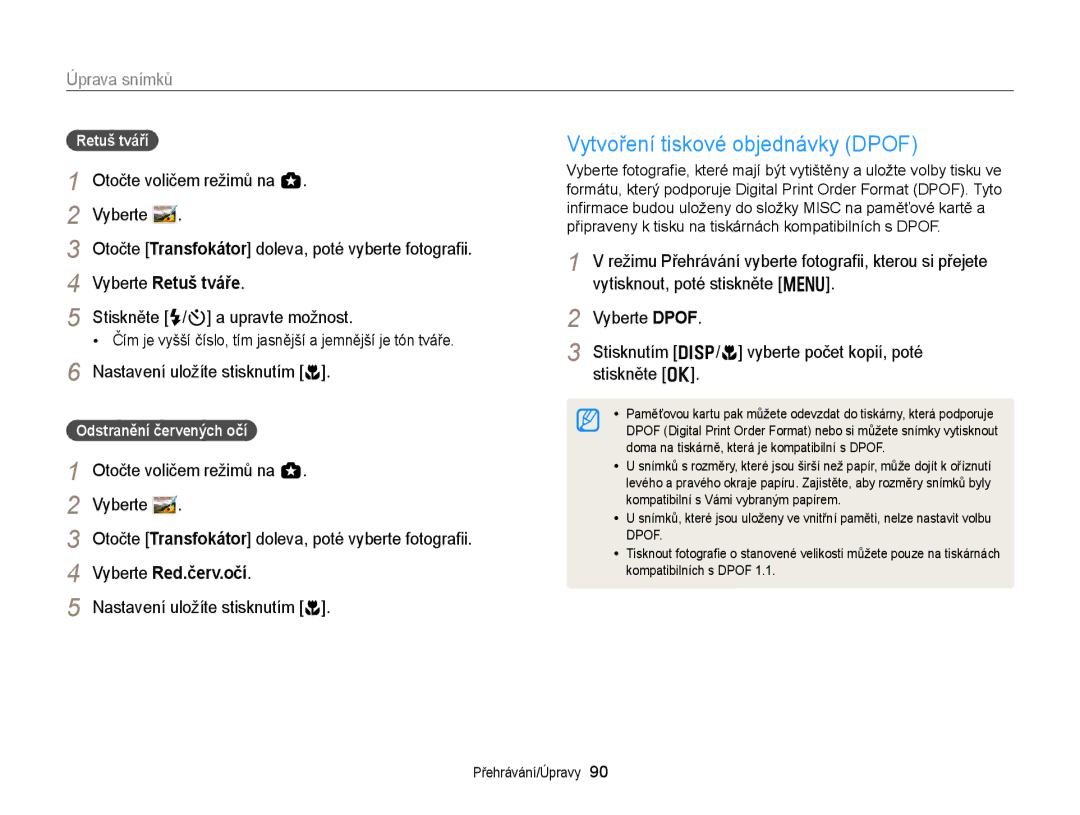 Samsung EC-WB150FBPWE3, EC-WB150FBPBE3 manual Vytvoření tiskové objednávky Dpof, Vytisknout, poté stiskněte m, Vyberte Dpof 