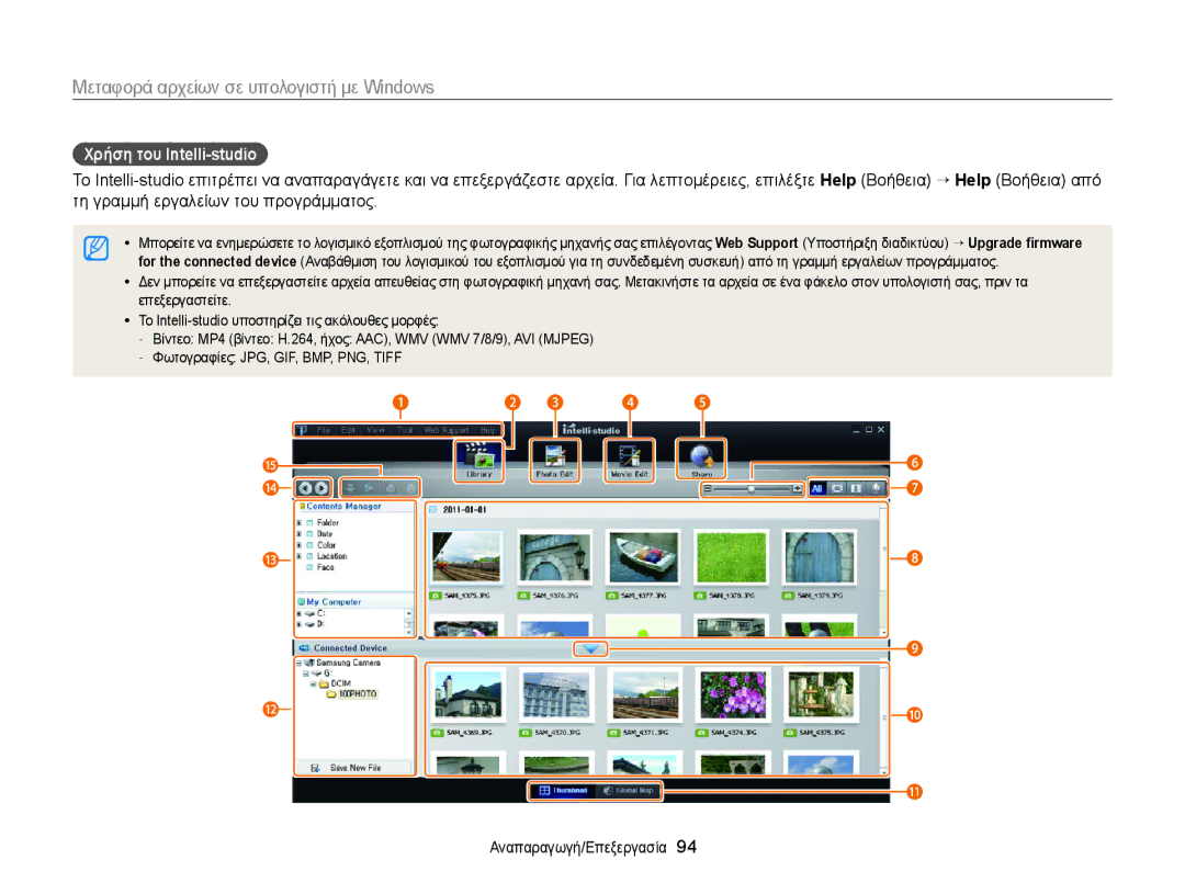 Samsung EC-WB150FBPWE3, EC-WB150FBPBE3 manual Χρήση του Intelli-studio 