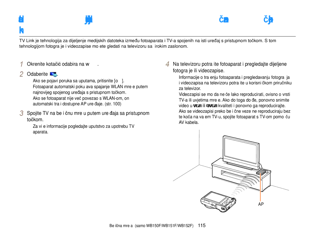 Samsung EC-WB150FBPBE3, EC-WB150FBPWE3 manual Okrenite kotačić odabira na w Odaberite 