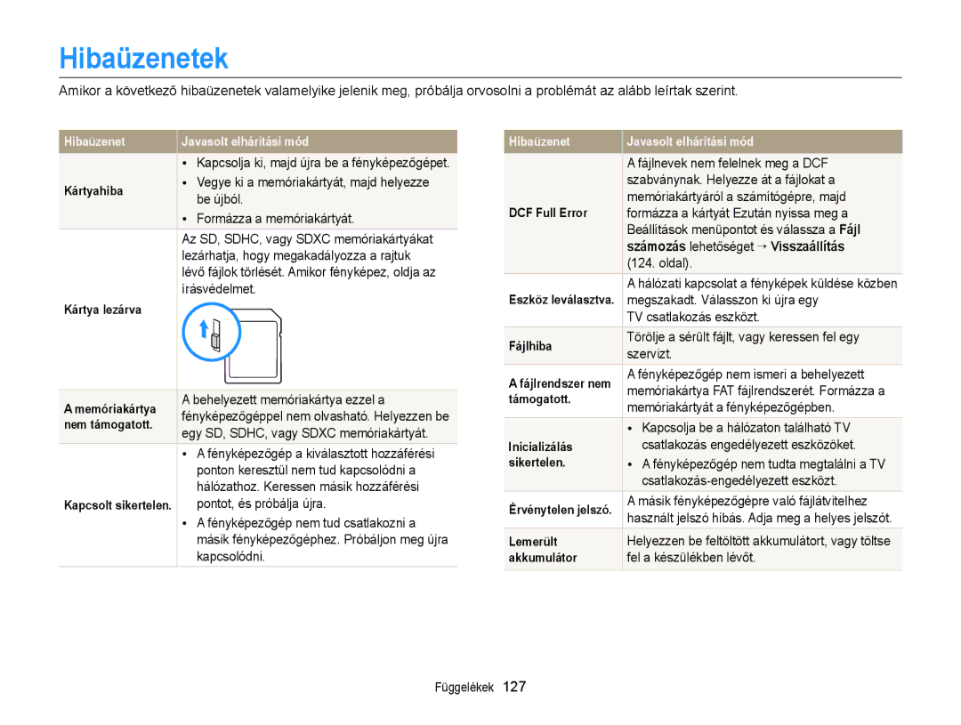 Samsung EC-WB150FBPBE2, EC-WB150FBPWE1, EC-WB150FBPBE1, EC-WB150FBPBE3 Hibaüzenetek, Számozás lehetőséget “ Visszaállítás 