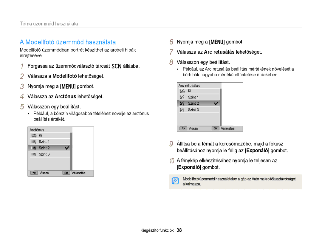 Samsung EC-WB150FBPWE3, EC-WB150FBPWE1, EC-WB150FBPBE1 manual Modellfotó üzemmód használata, Téma üzemmód használata 