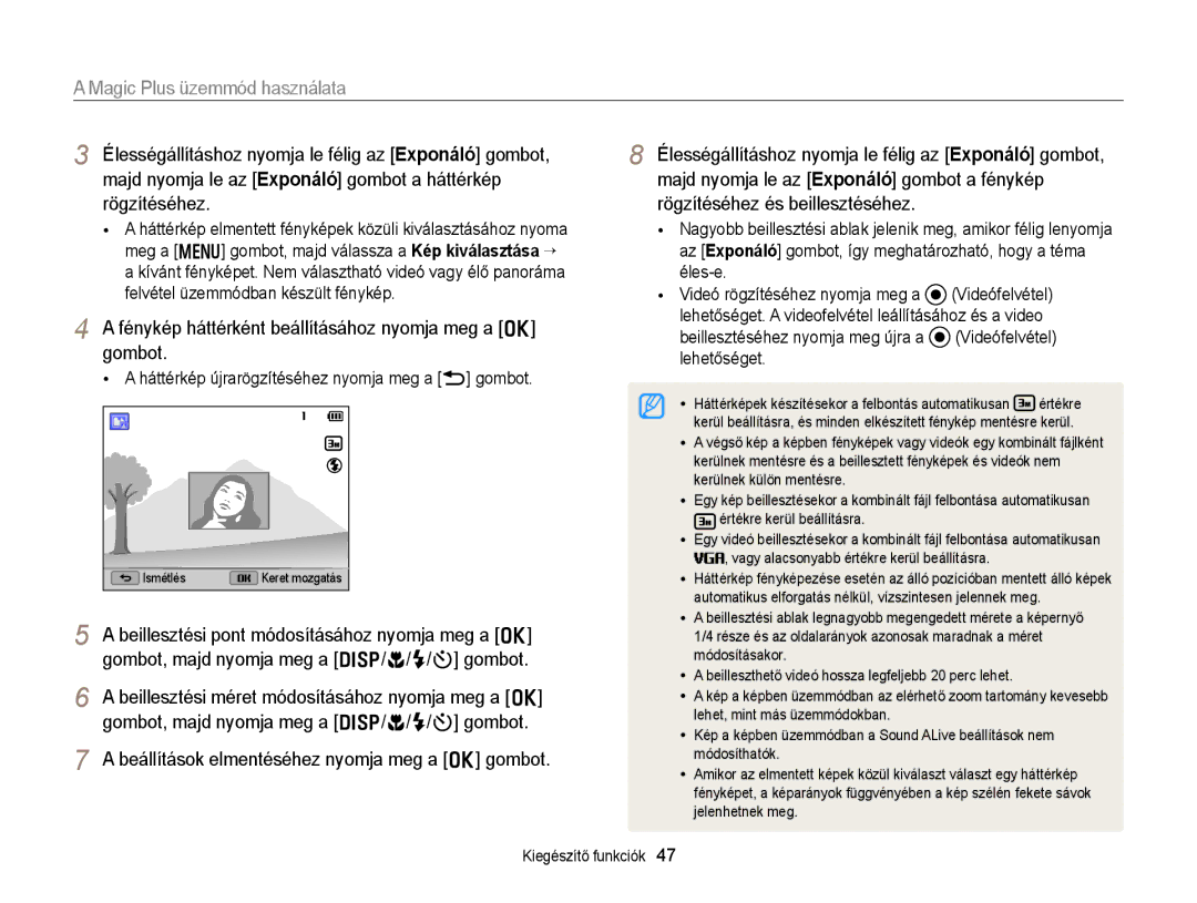 Samsung EC-WB150FBPWE1 Élességállításhoz nyomja le félig az Exponáló gombot, Gombot, majd nyomja meg a D/c/F/t gombot 