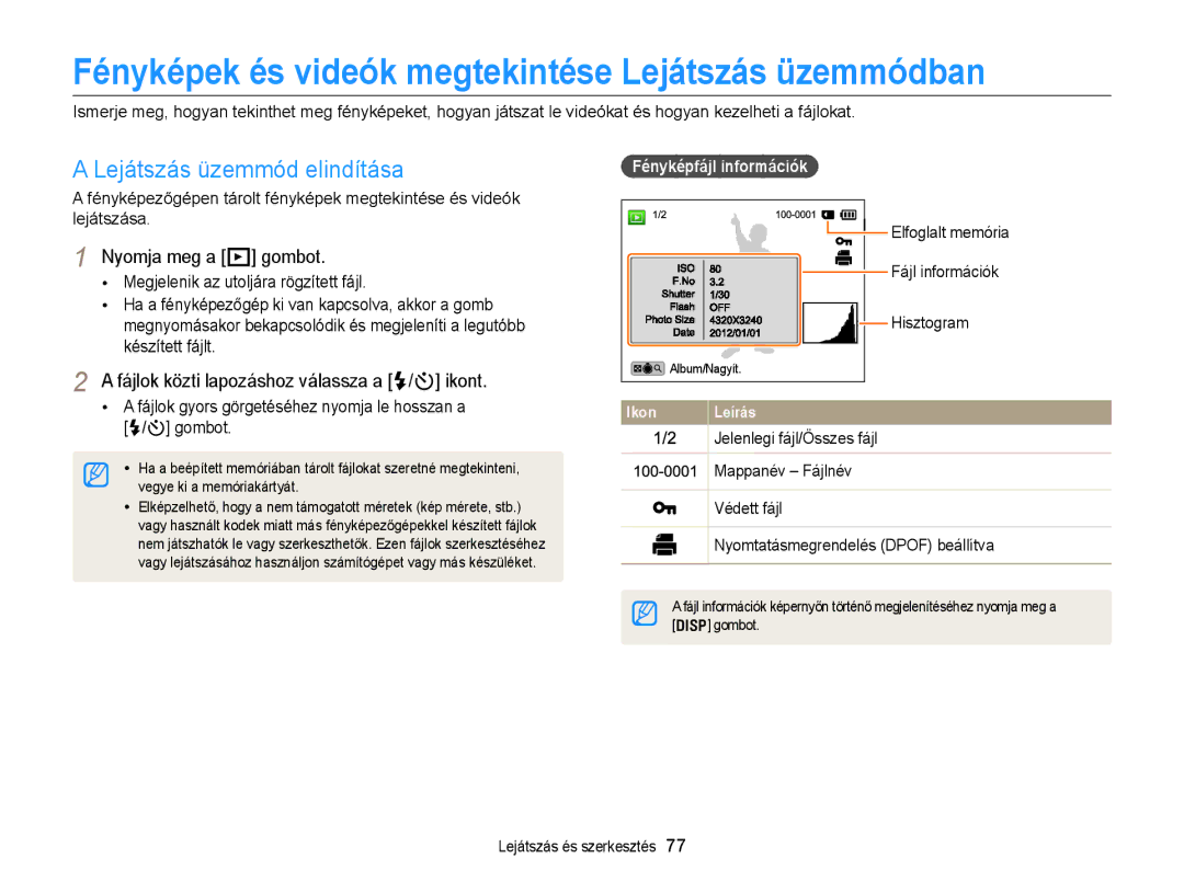 Samsung EC-WB150FBDBE3, EC-WB150FBPWE1 Fényképek és videók megtekintése Lejátszás üzemmódban, Lejátszás üzemmód elindítása 