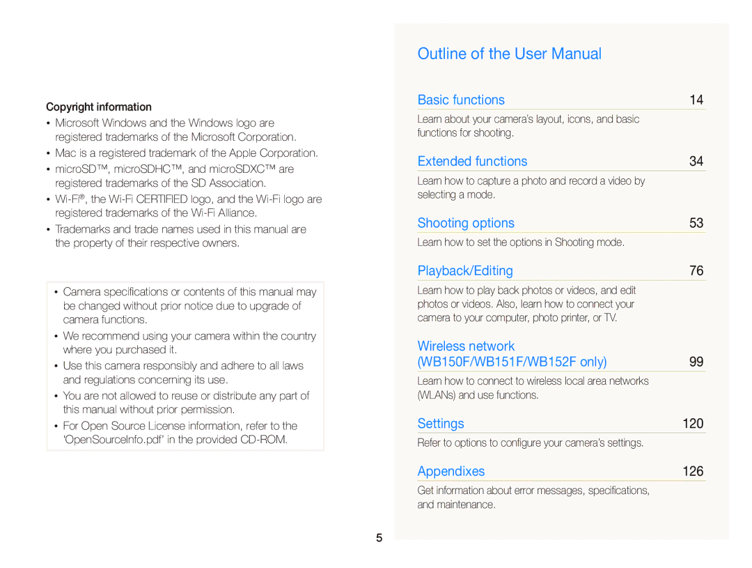 Samsung EC-WB150FDDBME, EC-WB150FBPWE1 manual Copyright information, Mac is a registered trademark of the Apple Corporation 