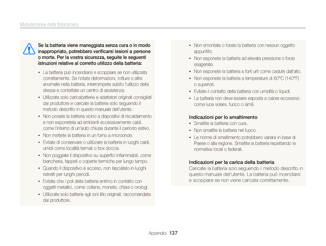 Samsung EC-WB150FDDBME manual Non mettete la batteria in un forno a microonde, Indicazioni per la carica della batteria 