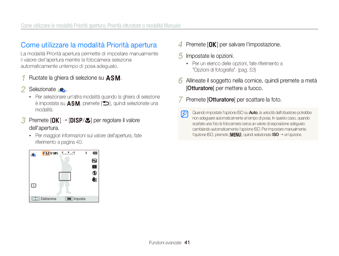 Samsung EC-WB150FDDBME Come utilizzare la modalità Priorità apertura, Ruotate la ghiera di selezione su G Selezionate 